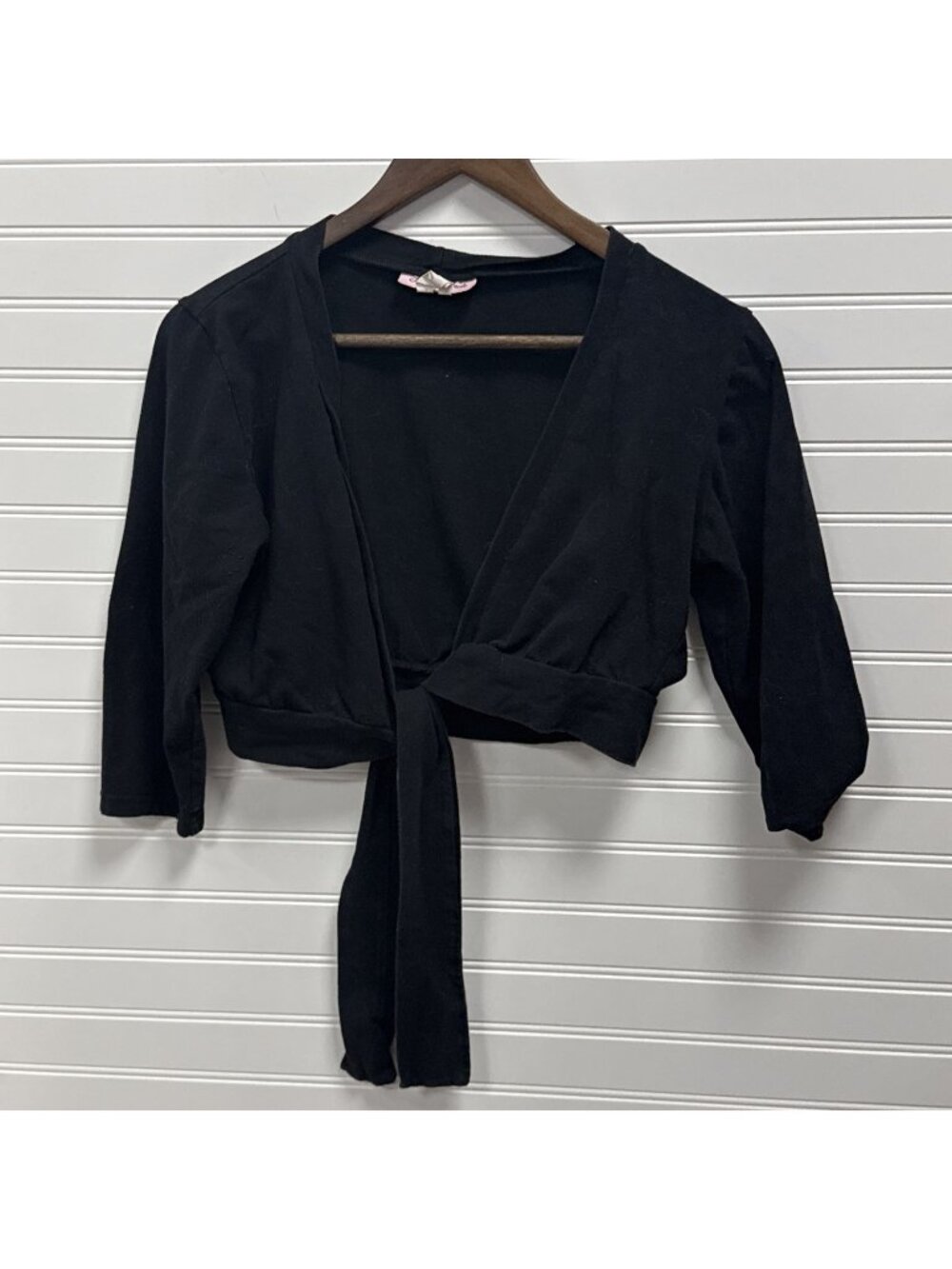 Heart Of Haute Womens Black Cropped Knit Cardigan Tie Sweater Retro Size XL